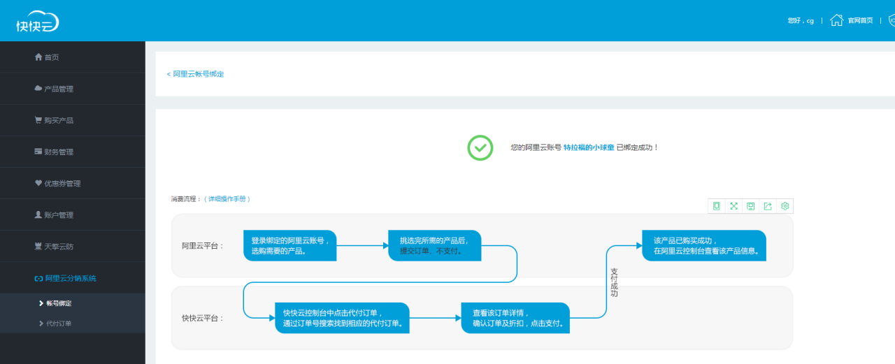 阿里云帐号绑定和消费操作手册